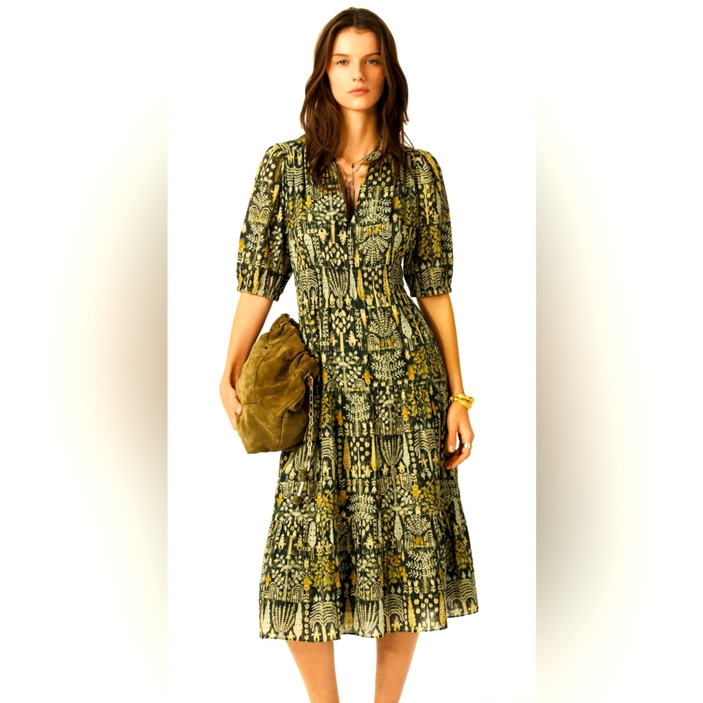 Ba&Sh Panissa Floral Patterned Midi Dress 0 With Pockets!